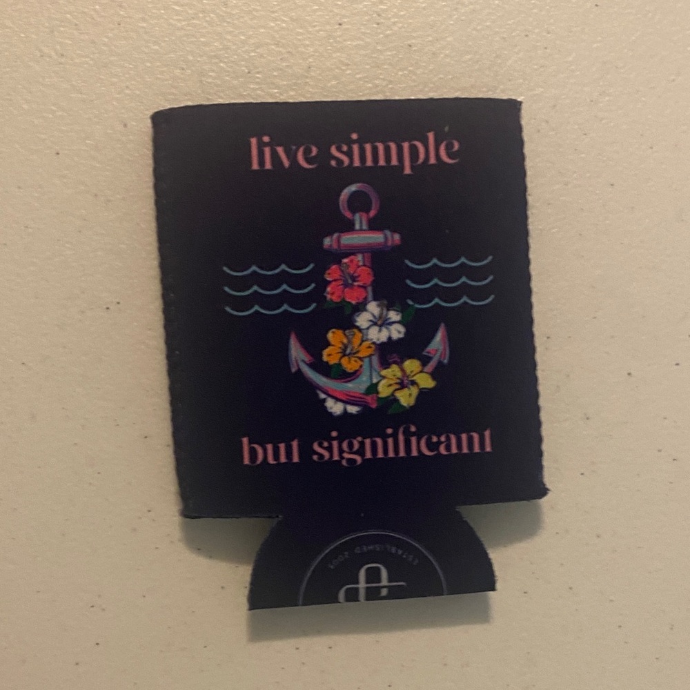 Live Simple But Significant Floral Anchor Simply Southern Can Cooler- Black